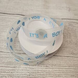 Spool of 19 Yards of  Sheer Nylon Ribbon Printed with Its a Boy!  7/8"